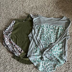 Leopard Print Long Sleeve Tops Set